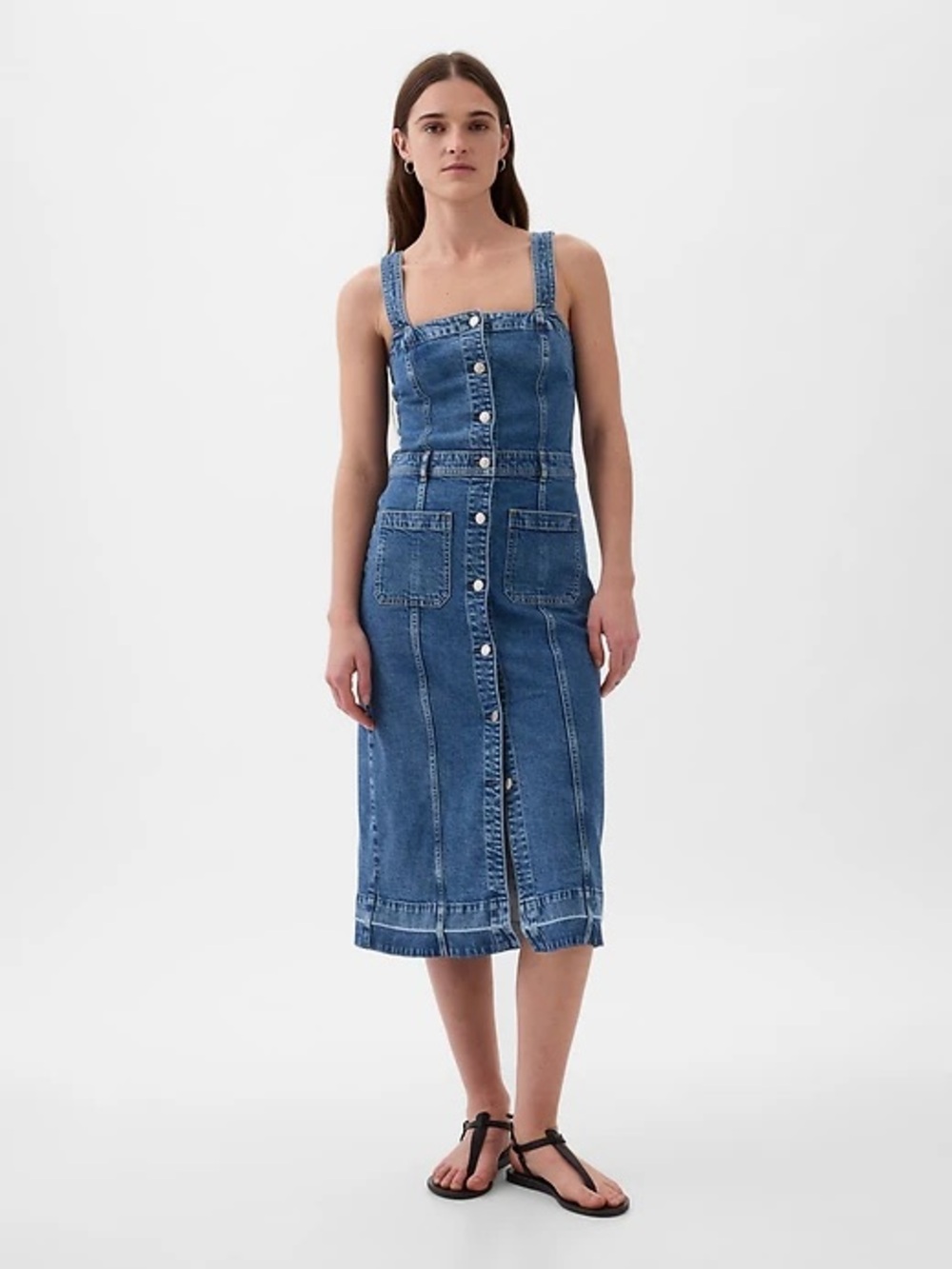 Zara Denim Button-Front Midi Dress size Small